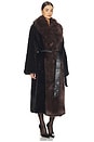 view 3 of 4 Faux Fur Belted Jacket in Black & Dark Brown