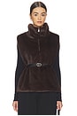 view 1 of 5 Faux Fur Mockneck Vest in Dark Brown