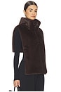 view 3 of 5 Faux Fur Mockneck Vest in Dark Brown