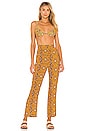 view 4 of 4 Smocked Flare Pant in Gold Tile Saffron Multi