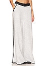 view 2 of 4 Piped Wide Leg Pull On Knit Pant in Heathered Grey & Black