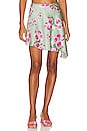 view 1 of 4 Asymmetrical Slip Mini Skirt in Blurred Roses Sage Multi