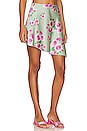 view 2 of 4 Asymmetrical Slip Mini Skirt in Blurred Roses Sage Multi