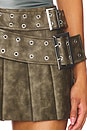 view 6 of 6 Pleated Faux Leather Micro Mini Skirt in Patina Light Brown