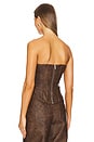 view 3 of 4 Faux Leather Lace Front Corset in Patina Dark Brown