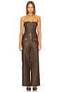 view 4 of 4 Faux Leather Lace Front Corset in Patina Dark Brown