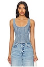 view 1 of 4 Denim Scoop Corset Top in Denim Blue