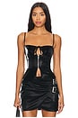 view 1 of 4 Faux Patent Leather Peplum Corset Top in Black