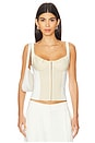 view 1 of 4 Ruched Cup Scoop Corset in Wood Ash & Ivory