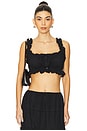 view 1 of 5 Ruffle Button Crop Top in Black