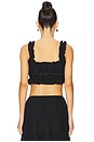 view 3 of 5 Ruffle Button Crop Top in Black