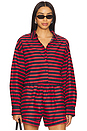 view 1 of 5 Cropped Button Down in Red & Navy