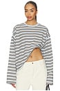 view 1 of 5 Boxy Oversized Crew Neck in Baby Blue & Pale Yellow