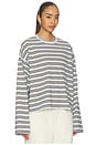 view 2 of 5 Boxy Oversized Crew Neck in Baby Blue & Pale Yellow