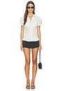 view 4 of 5 Cinched Button Up Top in White & Black