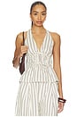 view 1 of 4 Halter Peplum Top in Ivory & Espresso