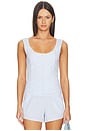 view 1 of 5 Scoop Neck Corset Top in Blue & White