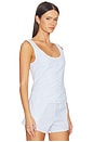 view 2 of 5 Scoop Neck Corset Top in Blue & White