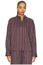 view 2 of 5 Cropped Button Front Shirt in Espresso Blue