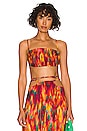 view 1 of 4 Ruched Bandeau Top in Spicy Orange Multi