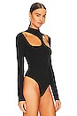 view 3 of 5 Mock Neck Cut Out Bodysuit in Black