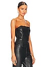 view 2 of 4 Faux Leather Fitted Tube Top in Black
