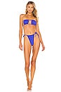 view 4 of 4 Ruched Bandeau Bikini Top in Sapphire