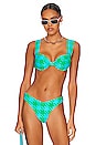 view 1 of 4 Claudia Bikini Top in Aqua & Kelly Green Houndstooth
