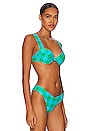 view 2 of 4 Claudia Bikini Top in Aqua & Kelly Green Houndstooth