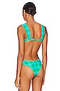 view 3 of 4 Claudia Bikini Top in Aqua & Kelly Green Houndstooth