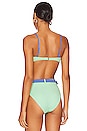 view 3 of 4 Balconette Bikini Top in Mint Green & Blue Jean