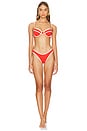 view 4 of 4 Classic Scoop Bikini Bottom in Fiery Red & Off White