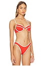 view 2 of 4 Underwire Bikini Top in Fiery Red & Off White