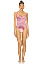 view 1 of 3 Scoop One Piece Swimsuit in Off White & True Red