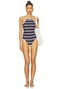 view 1 of 3 Halter One Piece Swimsuit in Navy & Off White