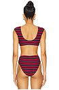 view 3 of 4 Off Shoulder Bikini Top in Red & Dark Navy