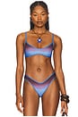 view 1 of 4 Scoop Neck Tie Back Bikini Top in Maroon & Bl Jean