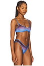 view 2 of 4 Scoop Neck Tie Back Bikini Top in Maroon & Bl Jean