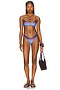 view 4 of 4 Scoop Neck Tie Back Bikini Top in Maroon & Bl Jean