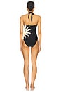 view 3 of 3 Halter Tie One Piece Swimsuit in Sun Placement Black & Parchment