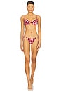 view 4 of 4 Tie Bikini Bottom in Blurred Gingham Oxblood & Soft Pink