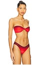 view 2 of 4 주름 장식 타이 반도 비키니 탑 in Oxblood & Cherry
