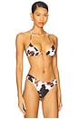 view 2 of 4 Triangle Bikini Top in Cowhide Dark Brown Multi