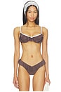 view 1 of 5 Lace Ruffle Bandeau Top in Brown & Baby Blue
