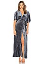 view 1 of 3 Dreamer Velvet Wrap Dress in Dusty Blue