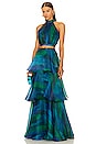 view 4 of 4 Faari Maxi Skirt in Aquarelle Green Print