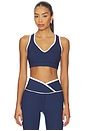 view 1 of 4 Ribbed V Sports Bra in Navy & White