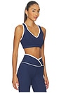 view 2 of 4 Ribbed V Sports Bra in Navy & White