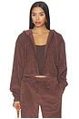 view 1 of 5 Terry Classic Zip Up Sweatshirt in Chocolate Brown