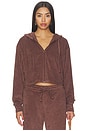view 2 of 5 Terry Classic Zip Up Sweatshirt in Chocolate Brown